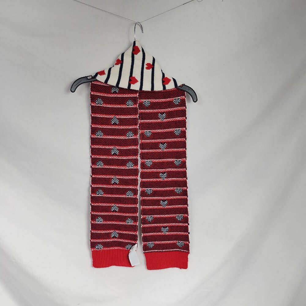 GAP Kids Girl's Winter Red and White Heart-Patterned Scarf - Picture 2 of 5